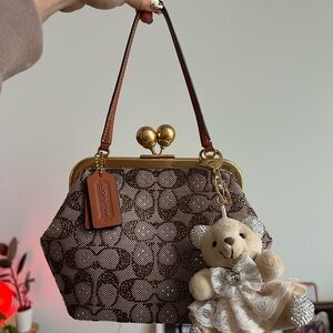 Coach Kisslock Signature Crystal 16 Bag with Bear Charm *LIMITED ED*